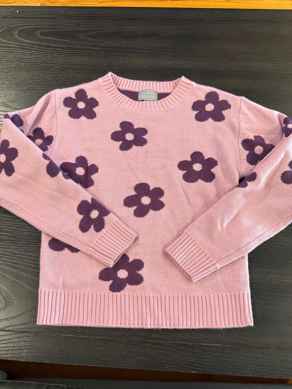 Boden Pink Floral Crewneck Sweater for Girls